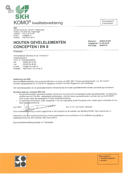 KOMO certificaat kozijnen